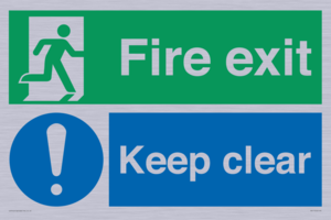 Fire exit Keep clear dual sign
